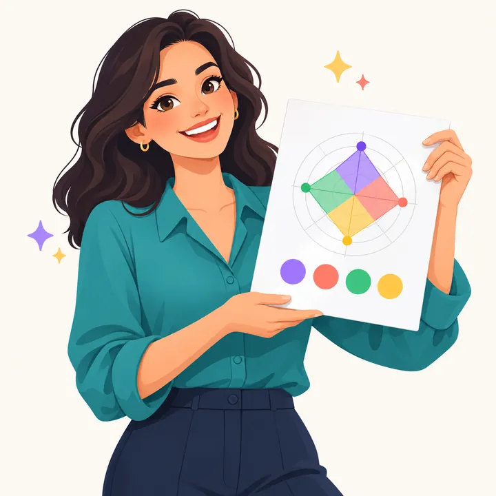 Ilustração de uma psicóloga mostrando um relatório DISC.