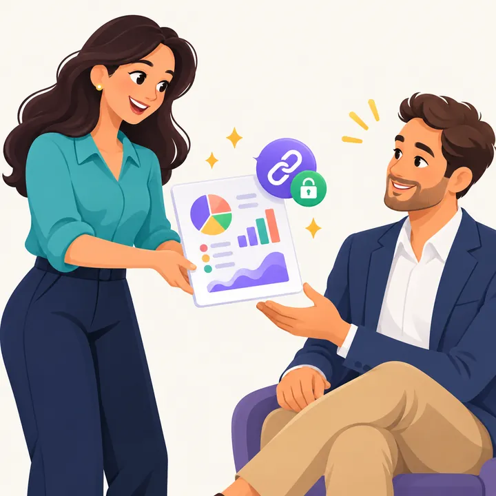 Ilustração de uma psicóloga entregando o relatório ao cliente.
